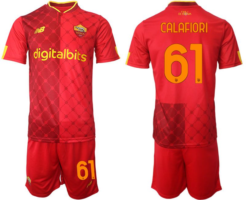 Men 2022-2023 Club AS Rome home red #61 Soccer Jersey->rome jersey->Soccer Club Jersey